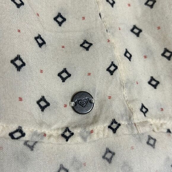 Roxy tunic dress hi-lo cream blue semi-sheer long sleeve India Sz Small - Picture 8 of 9